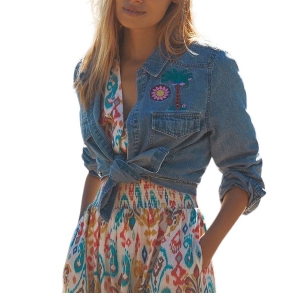 New Women’s Anthropologie Tops Cecily Embroidered Buttondown Size S - Picture 4 of 12